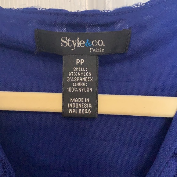 Style & Co PP Royal Blue Blouse with Bell Sleeves - Picture 5 of 8
